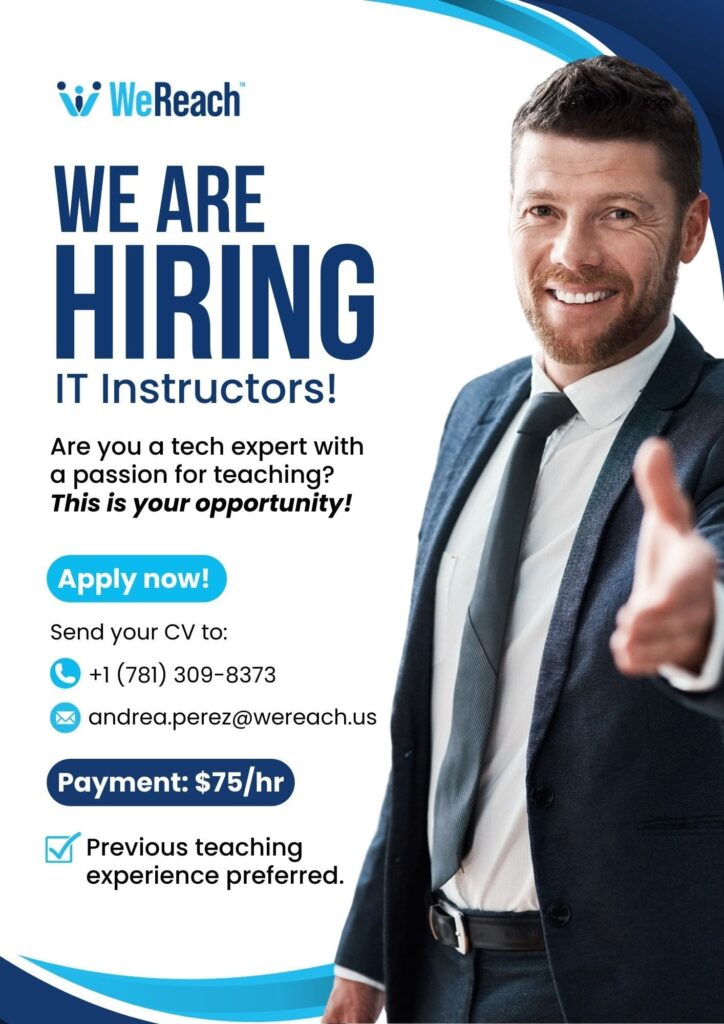 We are Hiring IT instructors in Boston